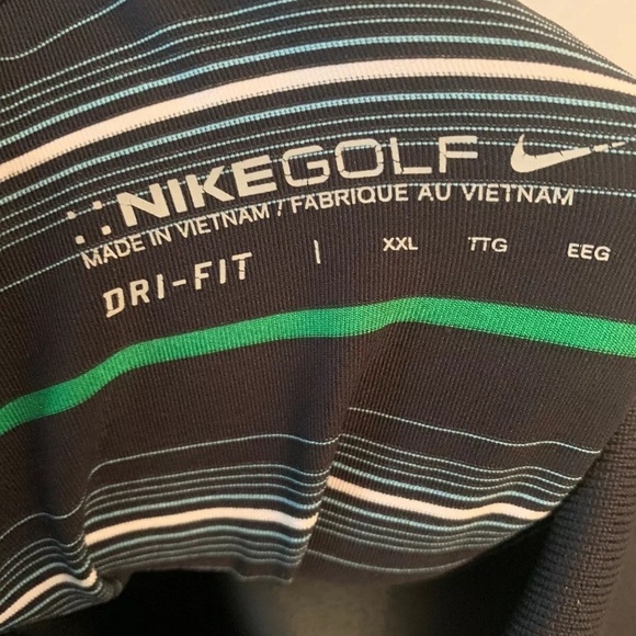 Nike Golf Striped Black Polo Shirt Dri Fit XXL - Picture 5 of 5